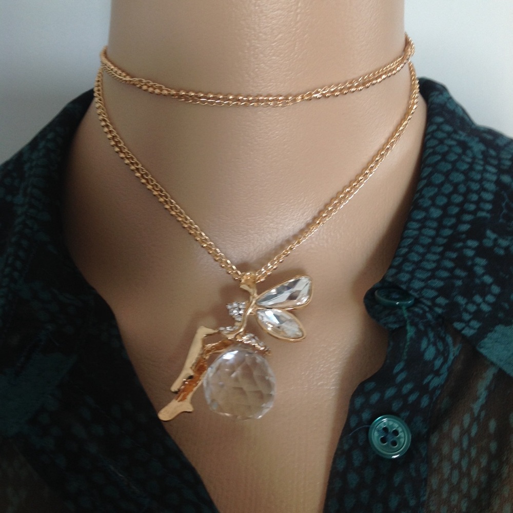 Crystal - gold pendant  new large pouch